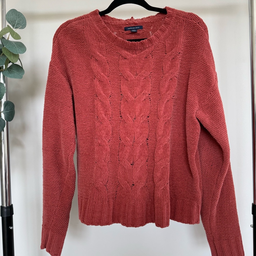 American Eagle Outfitters Cable Knit Sweater - Brick Red
